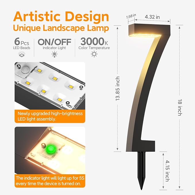Solar Lights Outdoor Pathway Lights, 6 Pack Upgraded Bright LED Outdoor Solar Light for Outside, IP65 Waterproof Solar Garden Light for Yard, Driveway, Walkway, Landscape, Patio Decor