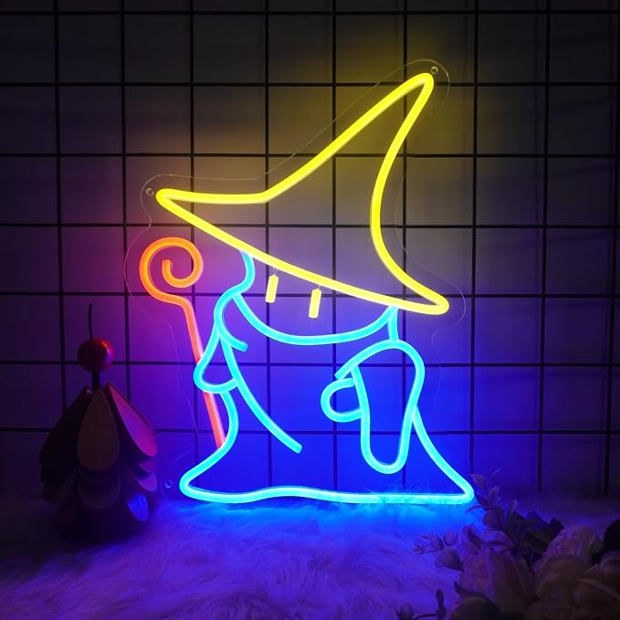Black Mage Neon Signs Fantasy Neon Lights Final Fantasy Black Mage Led Light Sign Party Masquerade Christmas Bedroom Bar Living Room Party Man Cave Game Room Party Gamer Decor