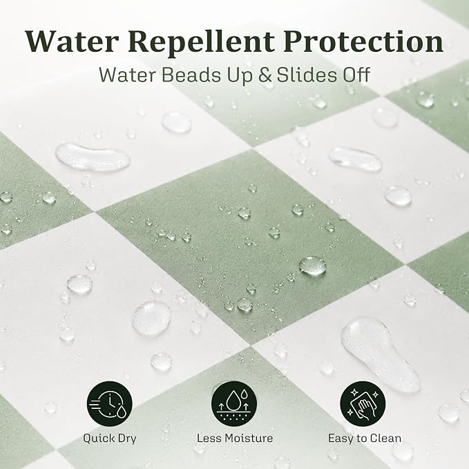 Ohocut Checkered Shower Curtain, Sage Green Shower Curtains for Bathroom, Cute Retro Checkboard Shower Curtain Vintage Aesthetic, Washable Fabric Bath Curtain 72''x72''