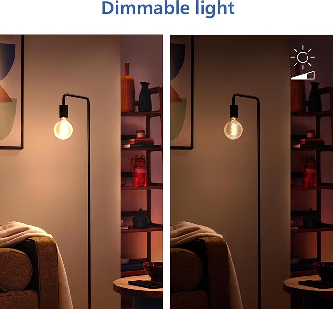 PHILIPS Smart Vintage Amber G25 25W Color Filament LED Smart Bulb 4 Pack - E26 Indoor -Connect to Your Wi-Fi - Control with Voice or App - Powered by WiZ Connected