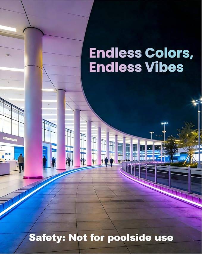 Smart LED RGB Neon Rope Lights AC 120V, ETL Expandable Color Changing Dimmable with Remote Compatible with Alexa, Google Assistant, Cold-Resistant & IP65 Waterproof, 8x16 mm, 82FT