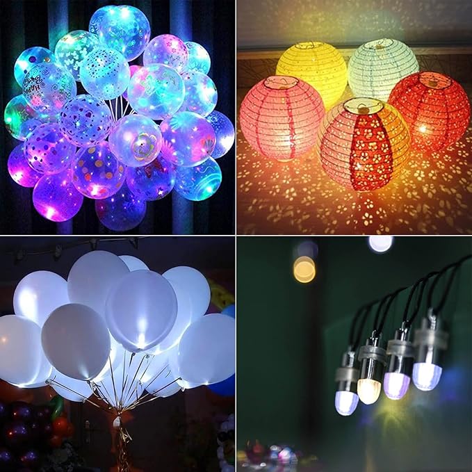 Non-Blinking LED Balloon Lights for Balloon Paper Lantern Party Decoration (24, White)