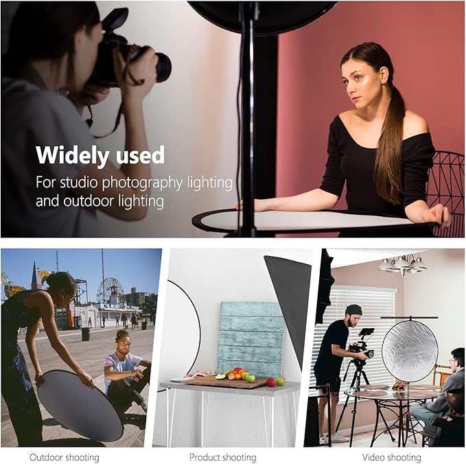 NEEWER 32 Inch/80 Centimeter Light Reflector Light Diffuser 5 in 1 Collapsible Multi Disc with Bag - Translucent, Silver, Gold, White, and Black for Studio Photography Lighting and Outdoor Lighting