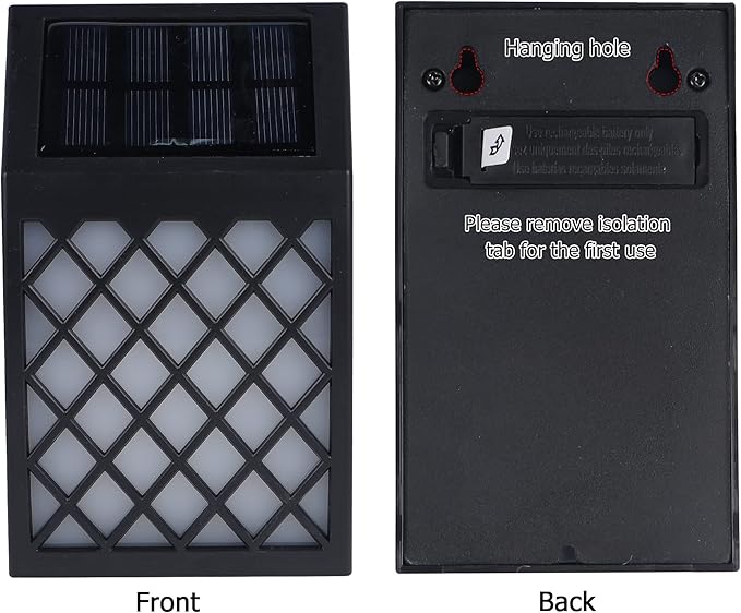 Dynaming Solar Flame Wall Lights Outdoor, 8 Pack Solar Powered Wall Lights, Flickering Flame Auto On/Off Wall Mounted Fence Deck Lights Lattice Decorative for Garage Garden Pathway Patio Porch Yard