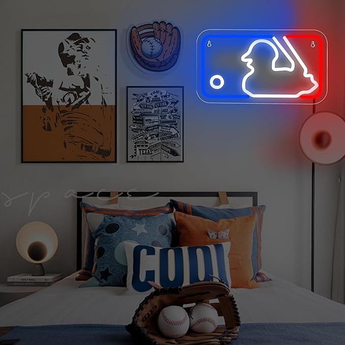Baseball Neon Sign for Wall Decor Baseball LED Light Up Sign Baseball Wall Decor Sports Neon Lights for Club Bedroom Man Cave Bar Sports Gifts for Men Teen Boys Fans,Size 13.8 * 7.9 in(XD150)