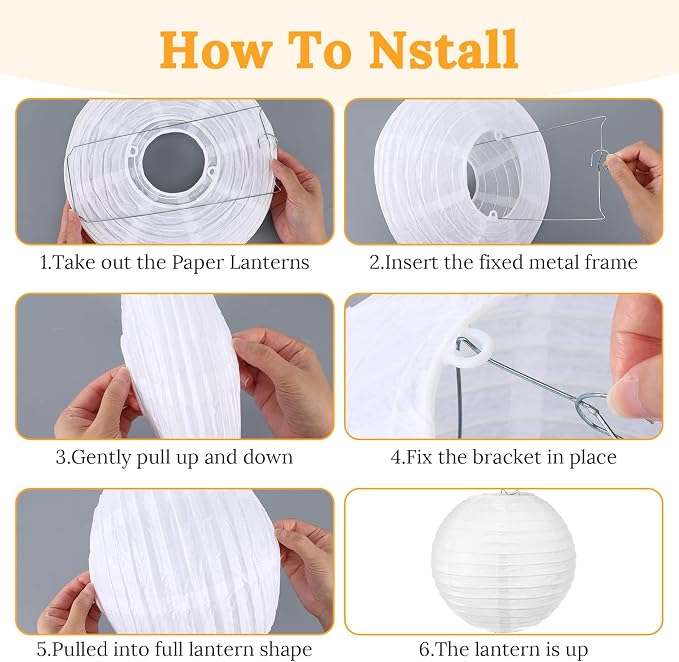 30 Pack 10 Inch White Paper Lanterns Hanging Paper Lanterns Decorative Round Ball Lights for Wedding Birthday Party Home Decorations