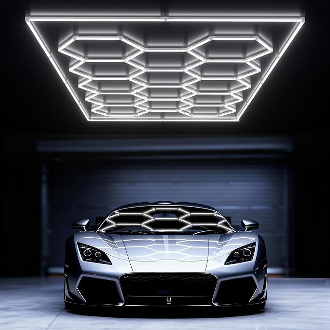 Hexagon Garage Lights: 578W 14 Grids Hexagon Led Lights 63690LM | 6500K Ultra Bright Hex Light, DIY Honeycomb Light for Garage, Shop, Basement, Barber, Homegym, Car Detailing, Studio