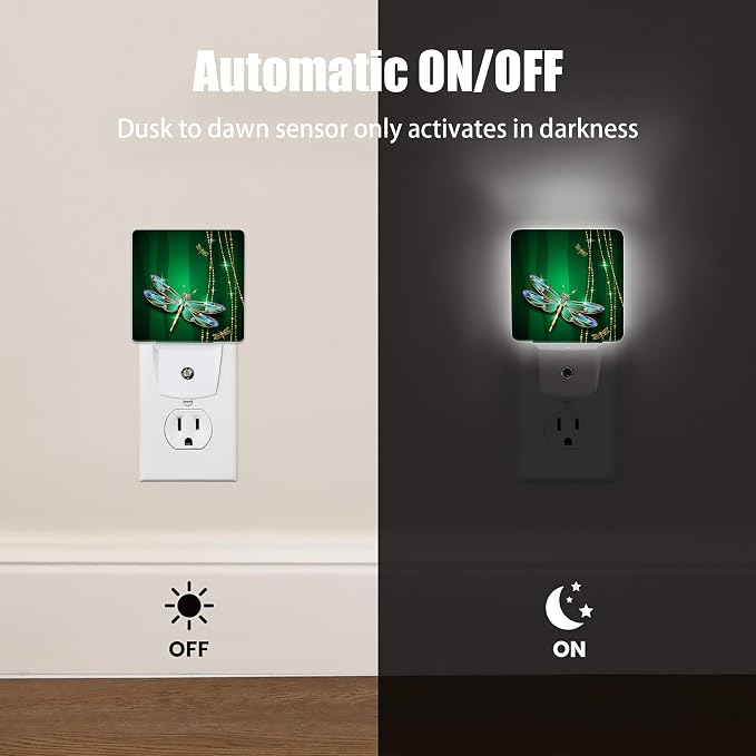 Mystical Dragonfly Night Light Plug in Wall Lamp Smart Dusk to Dawn Sensor for Home Decorative, Kids Room Bedroom Bathroom Kitchen Hallway Gifts