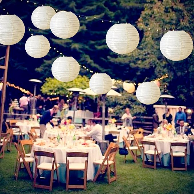 Cream Paper Lanterns 9Pcs Hanging Round Paper Lanterns Lamp for Wedding Engagement Birthday Baby Shower Bridal Shower Party Decoration