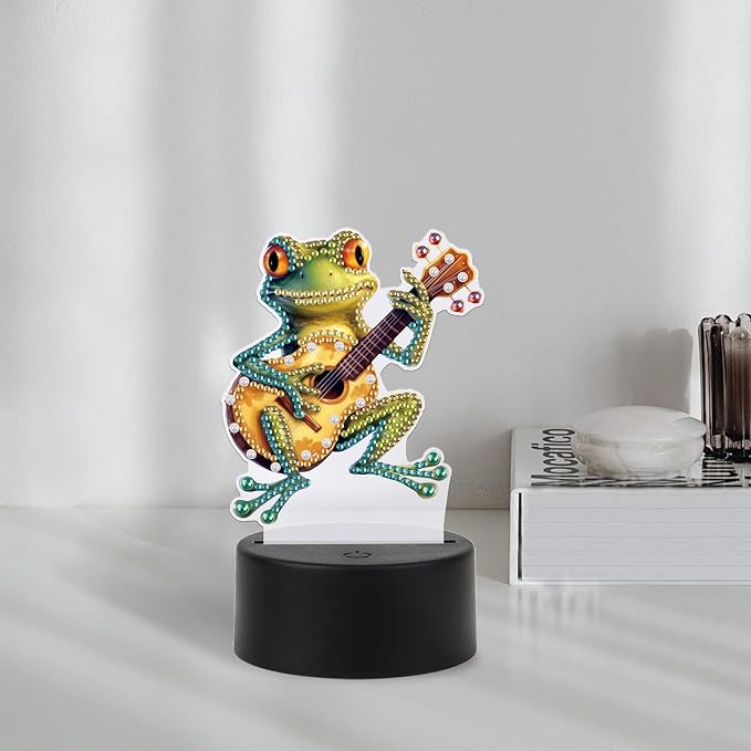 JISHSHAY Diamond Painting Night Light Diamond Art Table Lamps Gem Art LED Lights Gem Painting Desk Lamp Mosaic Kits for Adults DIY Kits for Adults with Special Shaped Crystal Frog