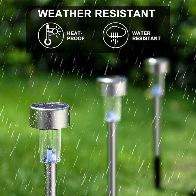 Dream Master Solar Lights Outdoor Waterproof, Stainless Steel LED Landscape Lighting, Solar Garden Lights, Outdoor Decorations for Yard, Pathway, Walkway, Patio, Lawn - 16 Pack (Warm White)