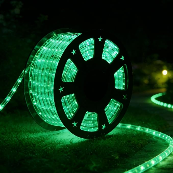 LED Rope Lights, 99ft 110V Waterproof Rope Lights for Outside, Outdoor String Lights, Ideal for Eaves, Backyards Garden, Christmas Decoration(Green)