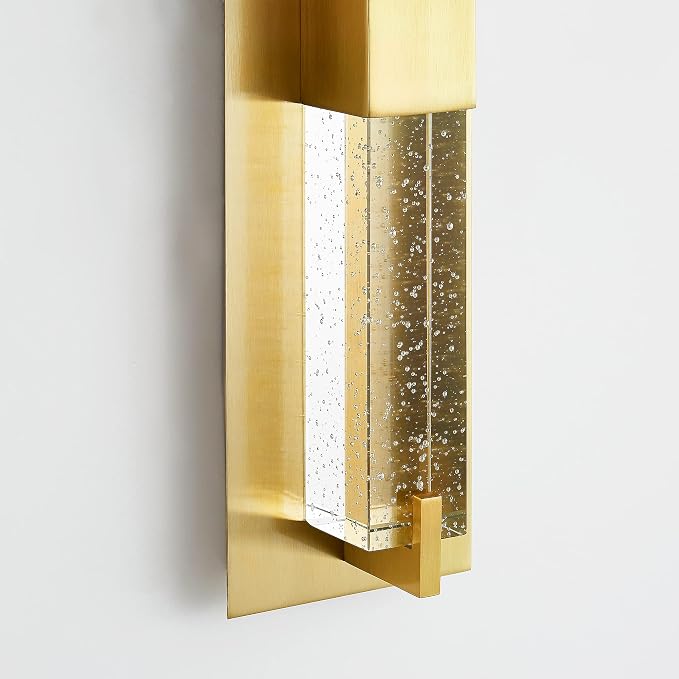 WOSHITU LED Wall Sconce Light: 19 Inch Gold Modern Sconces Wall Lighting 3000K Dimmable Crystal Wall Lamps Indoor Bathroom Sconce Wall Mount Light Fixtures for Living Room/Bedroom/Hallway