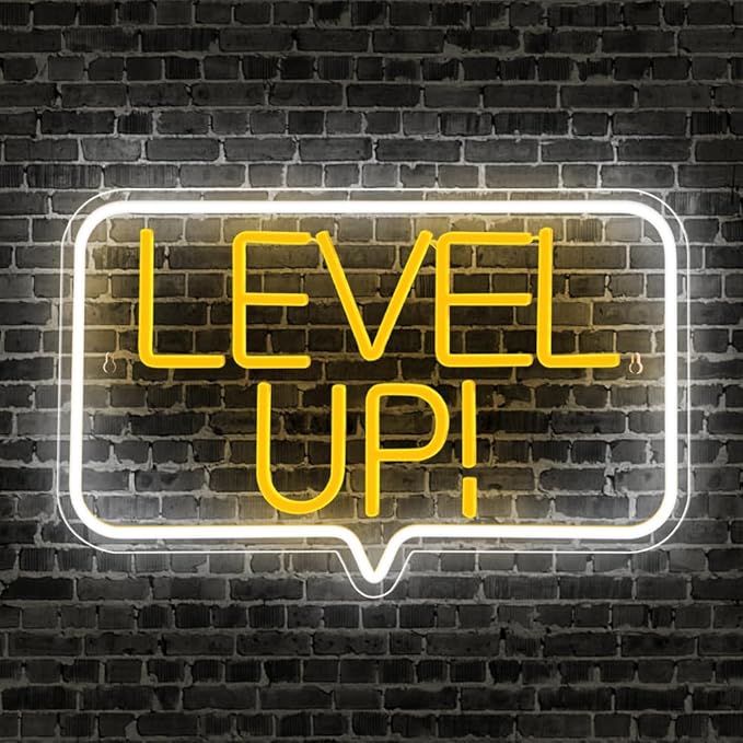 Level Up Neon Sign,Gaming Neon Light for Teens Room Decor, Arcade Games Victory Light Up Signs for Gamer Room Decor,for Teens, Boys, Gamer Gifts(16.73x10.62 inches)