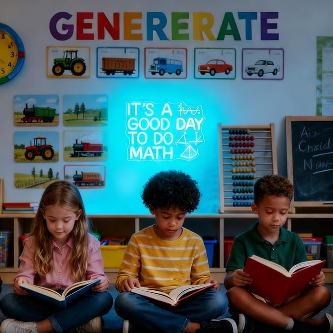 It's a Good Day to Do Math Neon Sign Blue LED Sign Math for Classroom Decor | Dimmable Math Neon Sign for Math Teachers Students and Math Lovers Classroom Decor Study Room Office Homeschool USB Powered