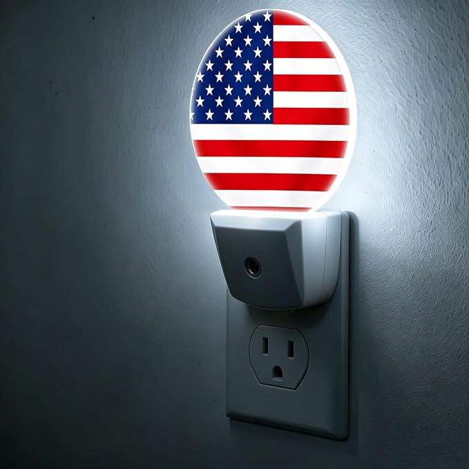 Decorative Night Lights Patriotic Plug-in Nightlight Auto Light Sensors | American Night Lights Plug into Wall LED Lamp Dusk-to-Dawn Auto Sensor for Bedroom Kitchen Toilet Hallway, Energy Saving