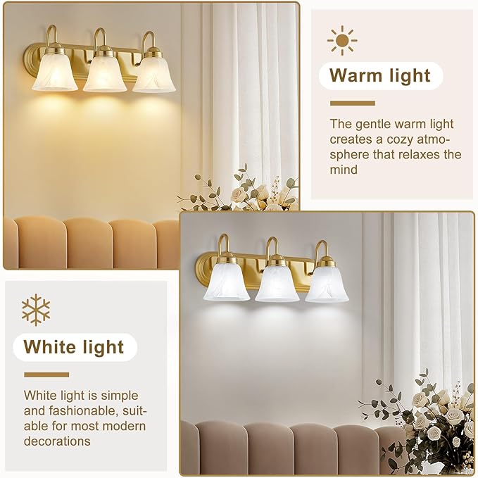 Bathroom Light Fixtures Over Mirror - 3 Light Bathroom Vintage Lighting Fixtures Wall Lamp Easy Install Vanity Lights Not Included Bulb Apply for Mirror Living Room Cabinet Bedroom