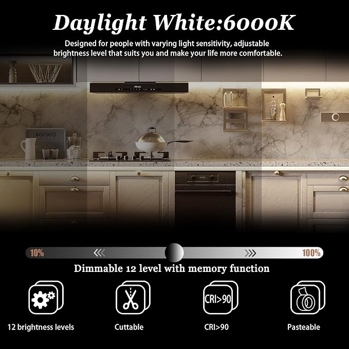 COB 4000K 20Ft LED Strip Lights, 24V Natural Light Super Bright LED Tape Lights Dimmable,Flexible, High CRI95+ Flexible Light Strip for Kitchen Cabinet Stairs Bedroom Decor DIY