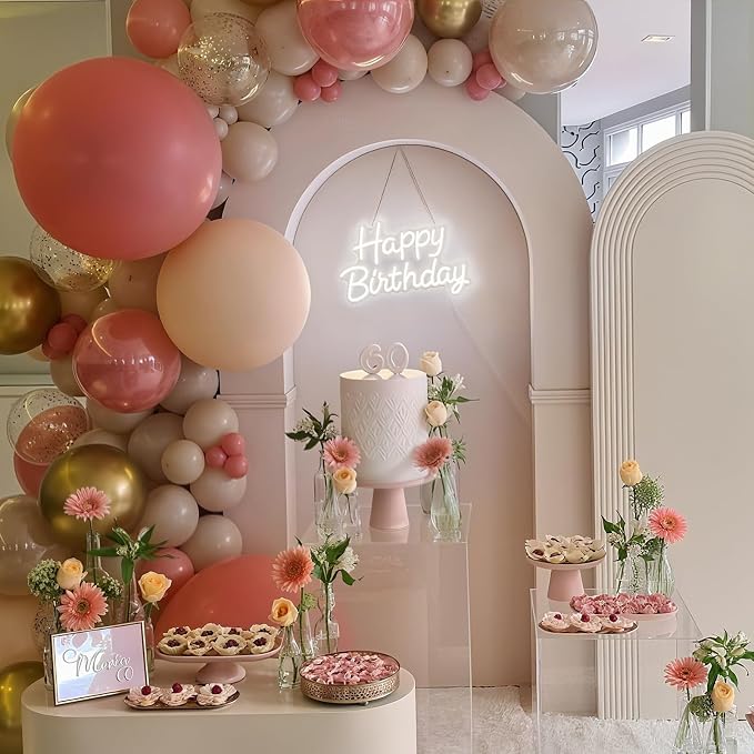 Happy Birthday Neon Sign with Dimmable, 15.5x9.7 Inch Happy Birthday LED Neon Light for Wall Decor, LED Up Light with USB Powered for All Birthday Party Decoration, Backdrop Wall (White)