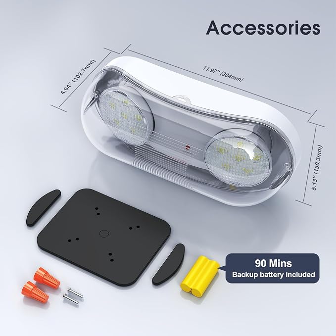 Wet Location Rated Outdoor Emergency Light,Waterproof Exterior Led Emergency Lights with Battery Backup,Adjustable Heads,Commercial Hardwired Emergency Lighting,UL Listed,120-347V (2 Pack)