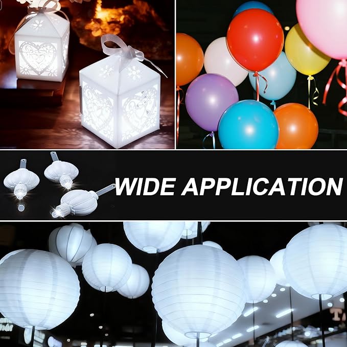 Aogist 48 Pack Small LED Lights Battery Powered Waterproof Hanging Light Last 48 Hours for Paper Lanterns,Balloons,Floral,Weddings & Festival Christmas Decorations,White