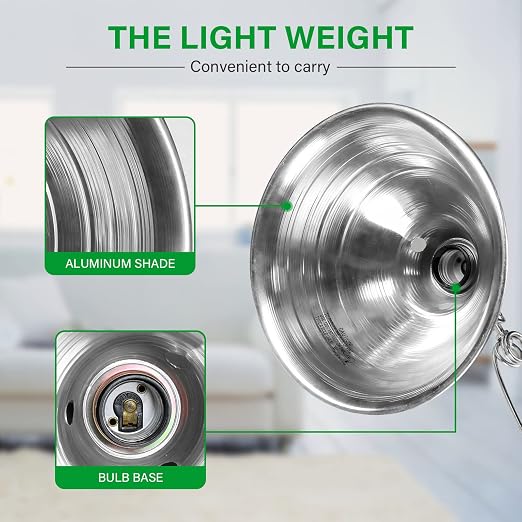 Simple Deluxe Clamp Lamp Light Socket with 8.5 Inch Aluminum Reflector, Suit for Max 150 Watt Lamp (No Bulb Included) with 18/2-Gauge 6 Feet Cord, 1-Pack