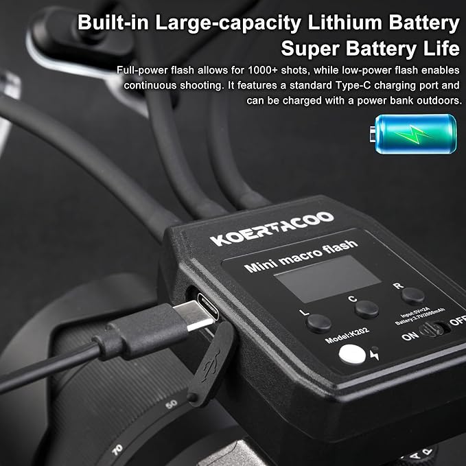Triple Macro Flash, 2 x Xenon (5600K) 1 x LED Solid Light (6500K) with Extended Arm for Insect and Plant Macro Photography, Compatible with Sony, Canon, Nikon and Fujifilm.