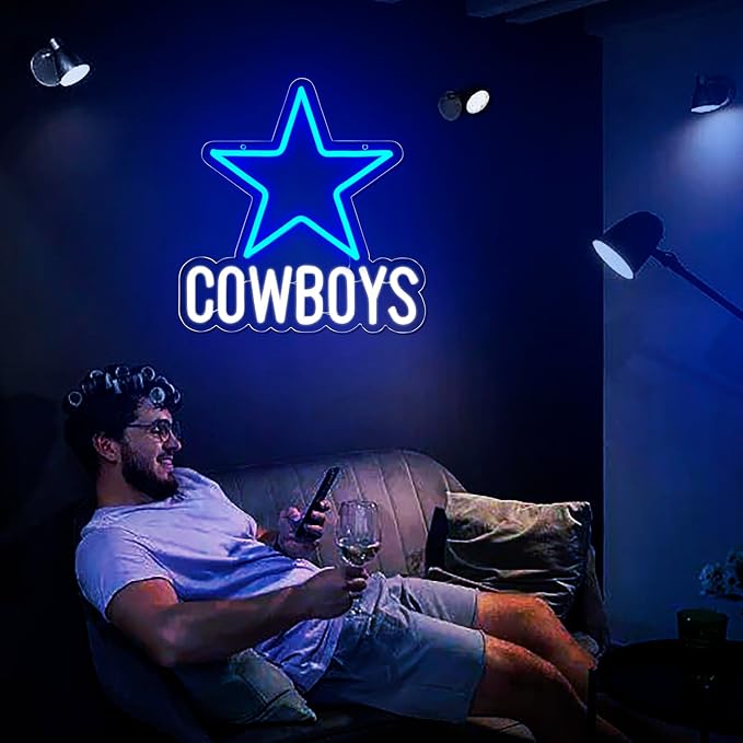 Football Neon Sign for Wall Decor Football Led Neon Light for Man Cave | Dimmable Rugby Team Logo Sign for Bedroom Club Bar Game Room Party Garage Decor Birthday Gifts for Men With Size 12.2*12.8 In