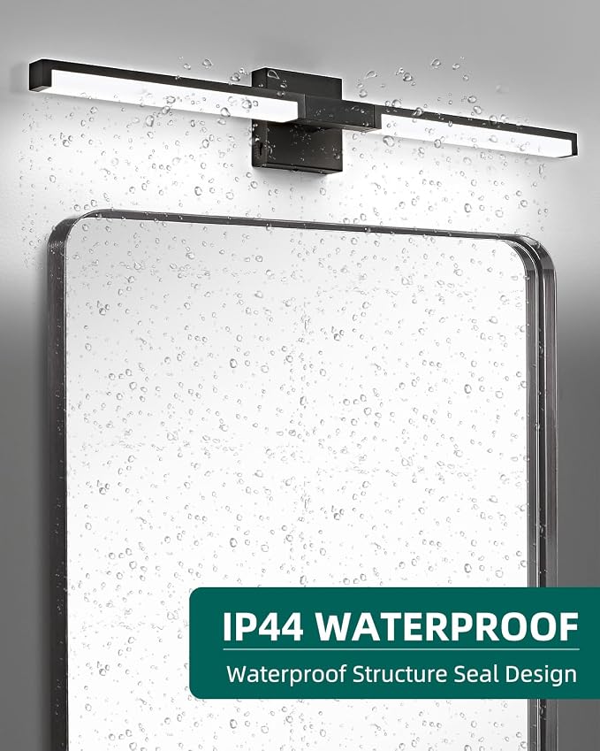 Modern Bathroom Light Fixtures Over Mirror, 32 Inch Matte Black Vanity Light Bar for Bathroom, 16W 5CCT Diammable Wall Light