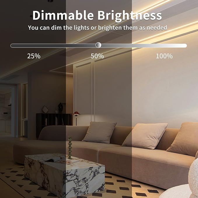 32.8ft COB LED Strip Lights DC 24V Dimmable 3000K Warm White | Flexible LED Tape Light for Bedroom, with Remote and app Control LED Tape Lights ,for DIY Home Decoratio