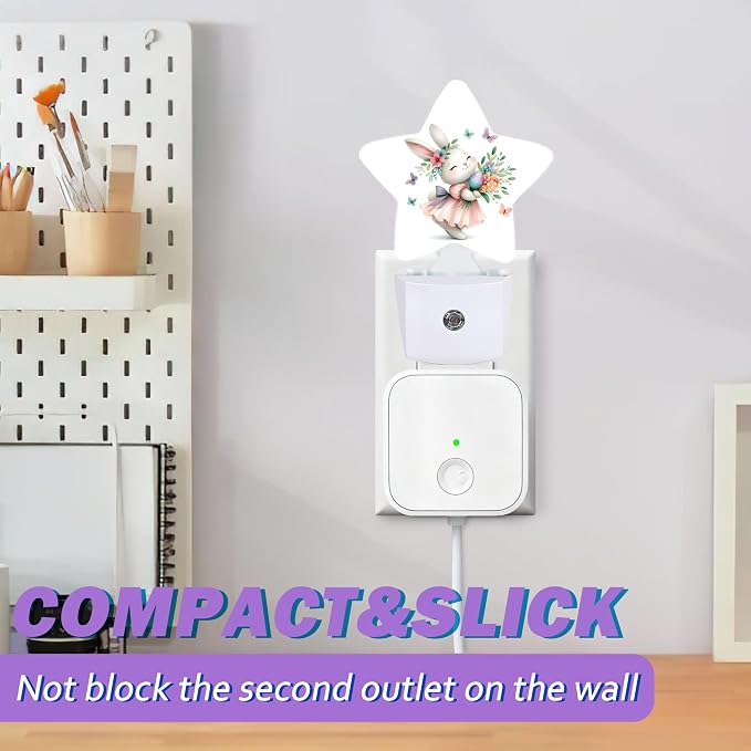 Night Lights Plug Into Wall Decorative,Cute Rabbit Nightlights for Kids Bedroom, Easter Egg Flowers Energy Efficient Dusk-to-Dawn Sensor Sleep Friendly Lamp for Nursery Bathroom