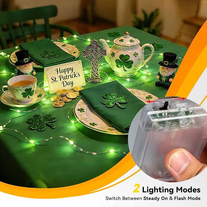 LitHome 4 Pack Green Fairy Lights Battery Operated, Each 20 FT 60 LED | Halloween Twinkle Lights Battery Operated 2 Modes, Waterproof Fairy String Light for Party Wreath Garland Table Decor
