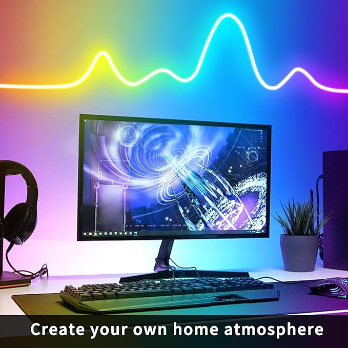 50ft LED Neon Lights with Remote and APP Control, IP65 Waterproof Flexible Neon Strip Lights 24V RGB LED Rope Lights for Bedroom,Living Room,DIY Decoration（with Snap &Screws） | Flexible Neon Strip Lights 24V RGB LED Rope Lights for Bedroom,Living Room,...