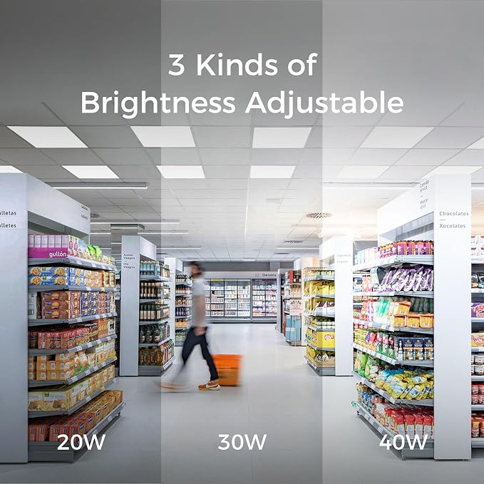 24 Pack 2x2 Led Flat Panel Light, Drop Ceiling Light 0-10V Dimmable | 20/30/40W Selectable, 3000K/4000K/5000K Switchable, 120-277V, ETL Listed