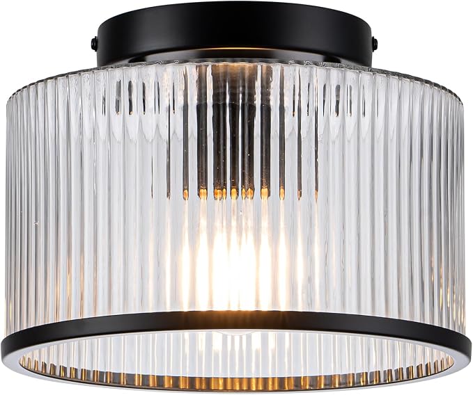 MAYNA Modern Black Semi Flush Mount Ceiling Light Fixture, 1-Light Hallway Light Fixtures Ceiling Mount, Kitchen Lighting Fixtures Ceiling Lights for Bedroom Bathroom Dining Room Entryway