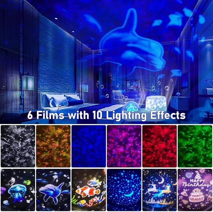 Ocean Night Light Projector, Kids Galaxy Projector for Bedroom, Nebula Star projector with USB Cable, 360 Degree Rotation Kid Night Light Lamp for Decorating Party,Birthdays,Christmas Gifts