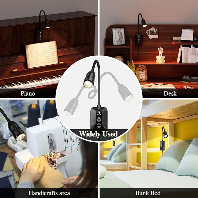 LED Wall Mounted Reading Light with Wave Sensor/Touch Switch, 5 Color & 5 Level Dimmable Touch Book Light for Reading with USB C Charging Port, Eye-Care Bedside Reading Lamp for Bed,Heaboard (Black)
