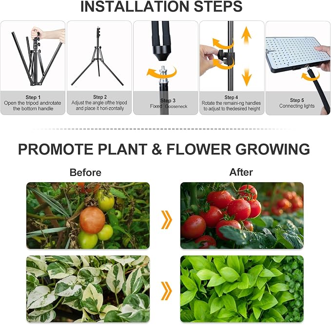 Grow Lights for Indoor Plants 100W, Natural Sunlight Full Spectrum Plant Growing Lamps for Houseplants & Bonsai Tree, 4/8/12/16/20 Hr Timer Plant Light Auto On/Off Everyday