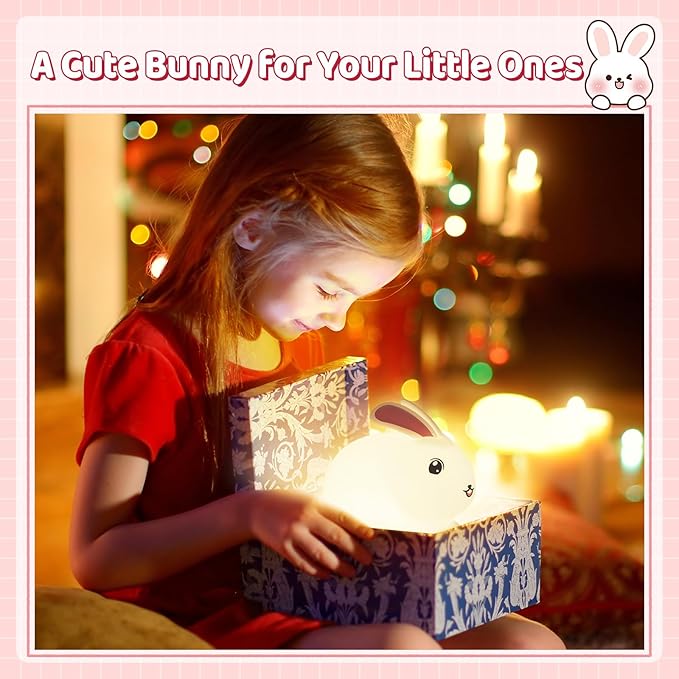 Baby Night Light 7-Color: Soft Silicone Nursery Light for Kids Room Decor with Portable Rechargeable Cute NightLamp Animal Lights - Gifts for Children Toddler
