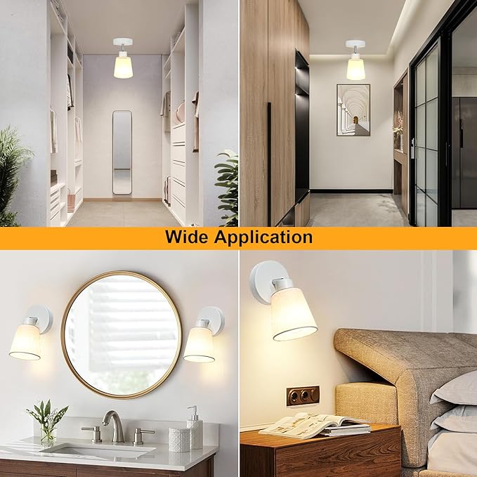 LTBLIGHT 1-Light LED Track Lighting, Modern Adjustable Ceiling Spotlight with Linen Shade, Bedroom Bedside Reading Light, Study Desk Lamp, E26 Base (Bulb Not Included)