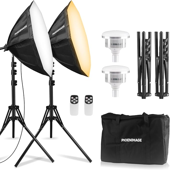 Softbox Lighting Kit, Softbox Photography Lighting Set, 2Pcs | 21.6in Soft Box Lighting Set, Photography Lights, 85W 2700K-6500K LED Bulb, Studio Lights for Portrait, Video Recording