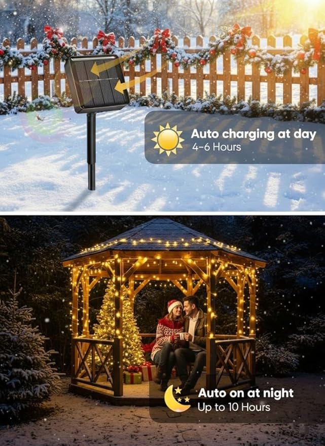 Solar Rope Lights Outdoor Waterproof 72FT 200LED Solar String Lights Christmas Decorations Outside for Garden Patio Yard Trees Path Fence IP65 Solar Powered Tube Fairy Lighting Warm White