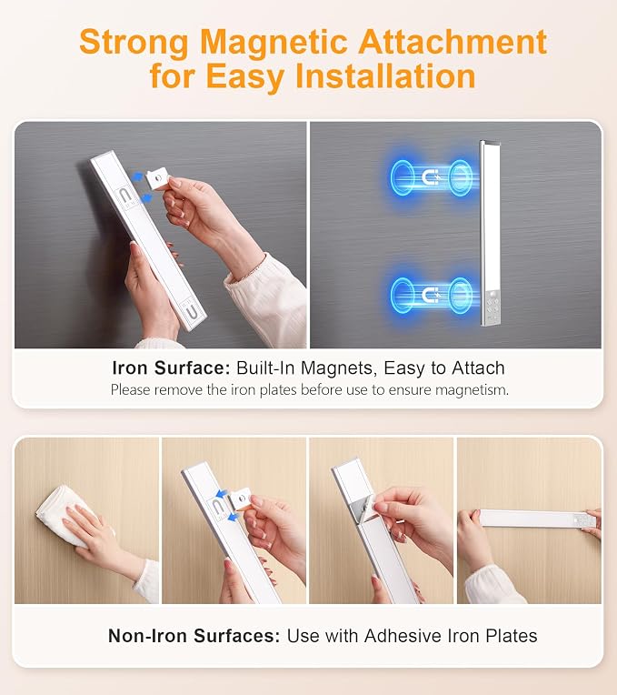 Gritin 2026 Gen 2 12.7inch Under Cabinet Lighting with Flashlight Mode | 5 Colors & 6 Brightness,Super Bright,4 Modes,Motion Sensor,Long Lasting,Easy Installation Magnetic Under Closet Lights-2 Pack