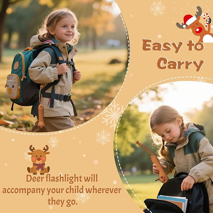 Silicone Deer Rechargeable Flashlight, Dimmable Hanging Night Light for Camping, Night Walks and Home Use, Animal Themed Themed Portable Torch