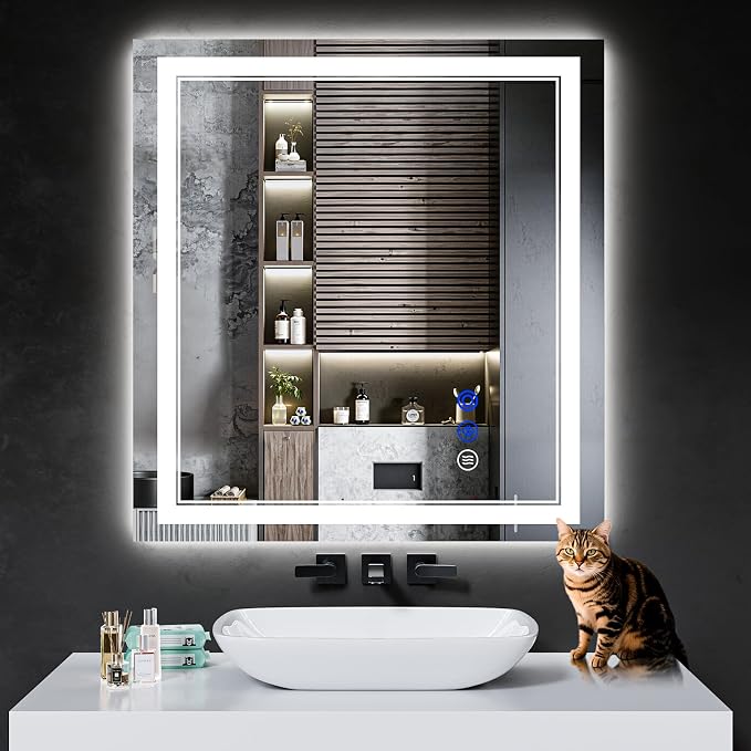32"x30" LED Bathroom Mirror with Lights,Anti-Fog,3 Color Modes