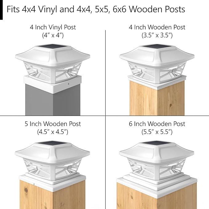 Davinci Renaissance Solar Outdoor Post Cap Lights, 4x4 5x5 6x6, Bright,1PK | Pearl White, fence/deck/garden/patio posts, UV fade-protected plastic, auto-on, 7-8h runtime, cordless, IP44, 25lm warm white