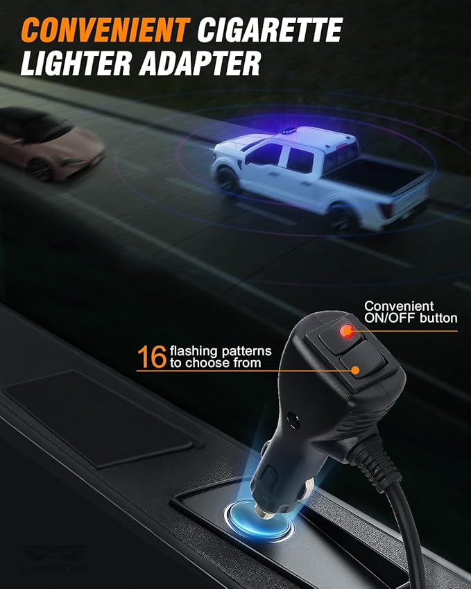 LUMENIX 56 LED Roof Top Strobe Beacon Lights Bar Rooftop Hazard Warning Emergency Safety Flashing Light for Police Law Enforcement Vehicles Fire Trucks Patrol Cars - Red Blue