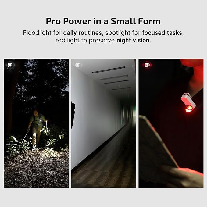 OLIGHT Oclip Pro Rechargeable EDC Clip-on Flashlight, White | Red Light, 500 Lumens Floodlight, Spotlight, Pocket-Sized, USB-C Charging, Magnetic, for Work, Signaling, Outdoor or Home Use