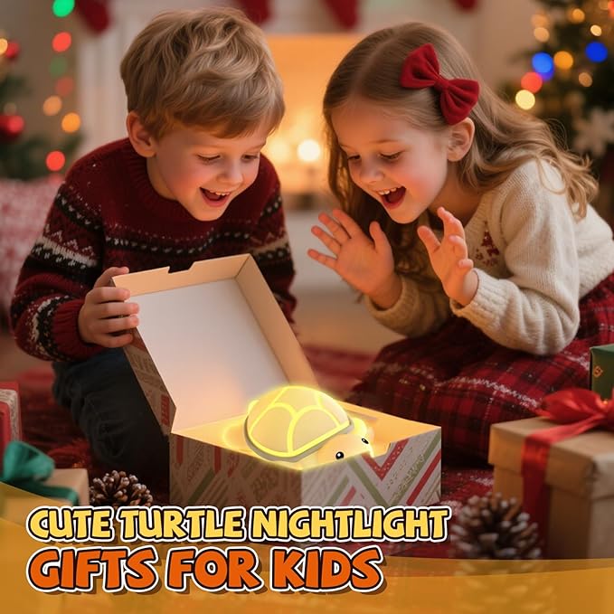 Turtle Night Light for Kids, 7 Color Changing & Touch Control, Rechargeable USB Silicone Squishy LED Lamp for Breastfeeding, Baby Toddler Sleep, Nursery Kids Bedside, Ideal Gift for Boys Girls