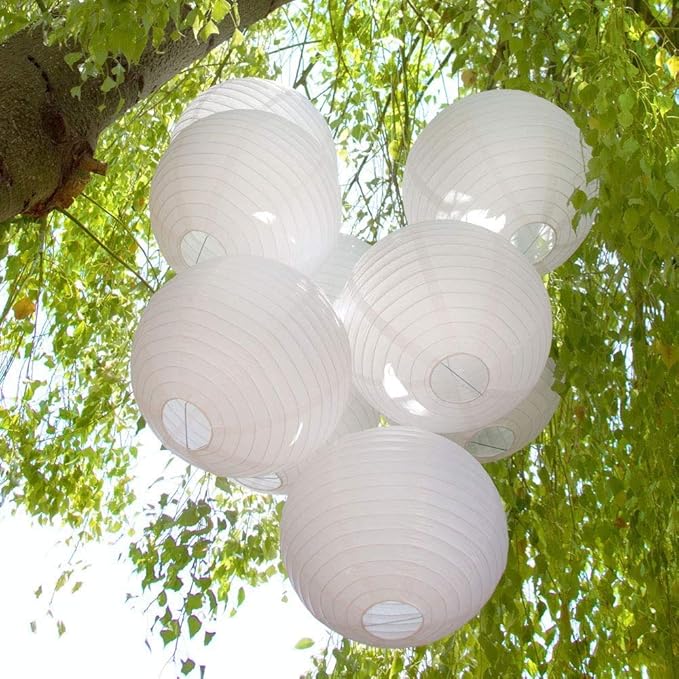 White Paper Lanterns 10 Pcs size of 12" Chinese Round Paper Hanging Decorations Ball Lanterns Lamps for Home Decorations, Parties, and Weddings